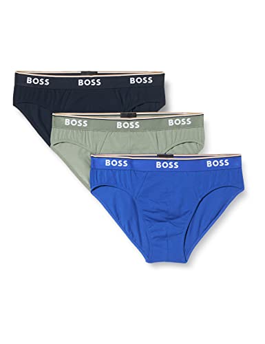 BOSS Herren Power Slips Briefs Unterhosen Cotton Stretch 3er Pack, Farbe:Mehrfarbig, Wäschegröße:2XL, Artikel:-972 Navy/Blue/Green von BOSS