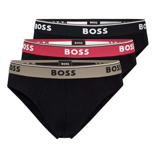 BOSS Herren Power Slips Briefs Unterhosen Cotton Stretch 3er Pack, Farbe:Schwarz, Wäschegröße:XL, Artikel:-971 Black Multi von BOSS