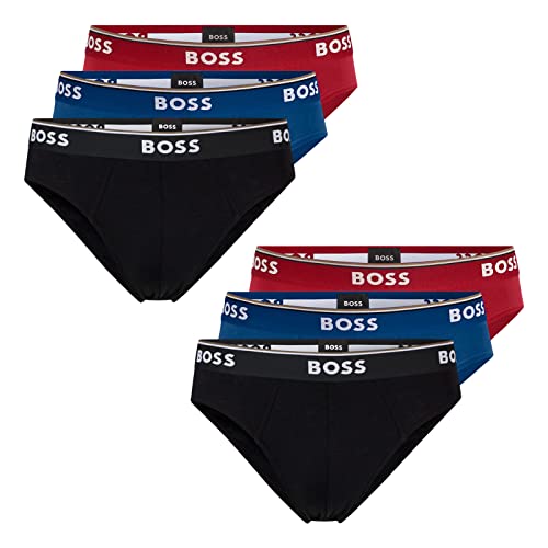 BOSS Herren Power Slips Briefs Unterhosen Cotton Stretch 6er Pack, Farbe:Mehrfarbig, Wäschegröße:2XL, Artikel:-962 Black/Blue/red von BOSS