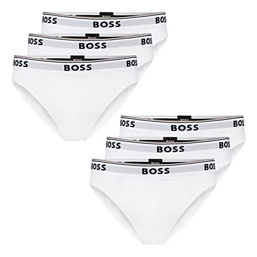 BOSS Herren Power Slips Briefs Unterhosen Cotton Stretch 6er Pack, Farbe:Weiß, Wäschegröße:L, Artikel:-100 White von BOSS