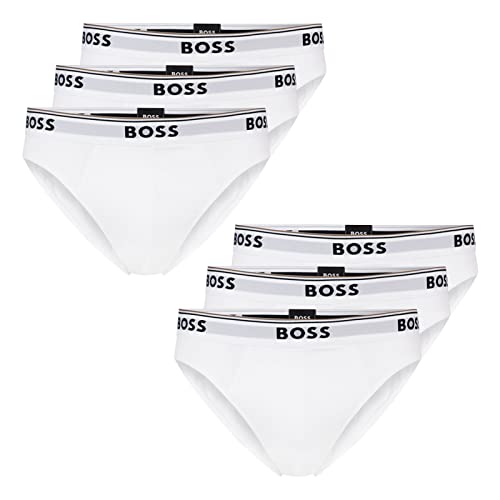 BOSS Herren Power Slips Briefs Unterhosen Cotton Stretch 6er Pack, Farbe:Weiß, Wäschegröße:M, Artikel:-100 White von BOSS