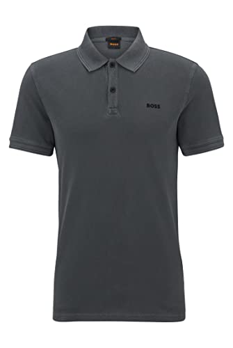 BOSS Herren Prime Slim-Fit Poloshirt aus Baumwoll-Piqué Dunkelgrau S von BOSS