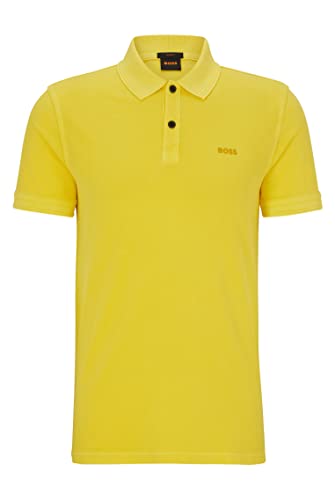 BOSS Herren Prime Slim-Fit Poloshirt aus Baumwoll-Piqué Hellgelb L von BOSS