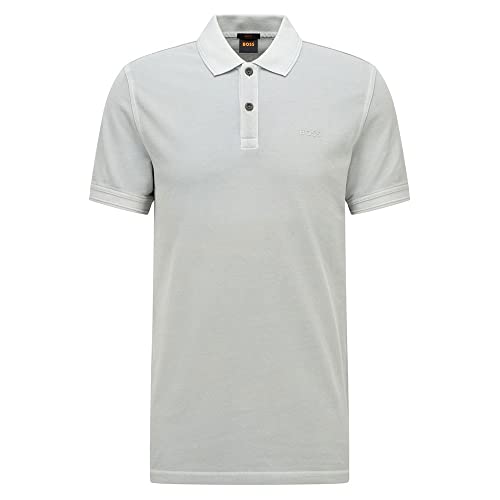 BOSS Herren Prime Slim-Fit Poloshirt aus Baumwoll-Piqué Silber XL von BOSS