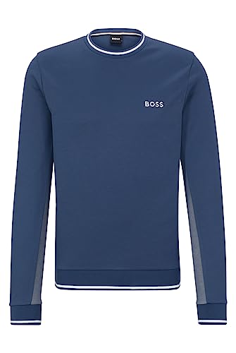 BOSS Herren Pullover Longsleeve Loungewear Rundhalsshirt Tracksuit Sweatshirt, Farbe:Blau, Größe:L, Artikel:-475 Blue von BOSS