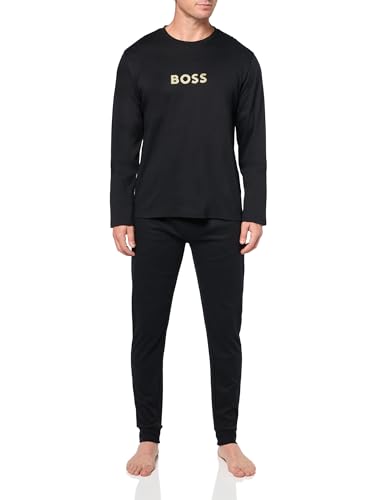BOSS Herren Pyjama-Set mit Metallic-Details Pyjamaset, Schwarze Krähe, Small (2er Pack) von BOSS