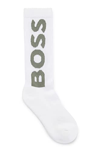 BOSS Herren QS Rib Logo CC Kurze Socken mit kontrastfarbenem Logo Weiß 39-42 von BOSS