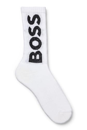 BOSS Herren QS Rib Logo CC Kurze Socken mit kontrastfarbenem Logo Weiß 40-46 von BOSS
