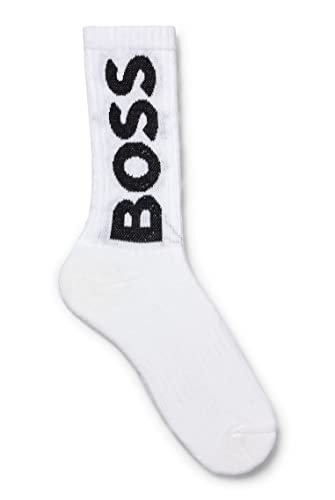 BOSS Herren QS Rib Logo CC Kurze Socken mit kontrastfarbenem Logo Weiß 43-46 von BOSS