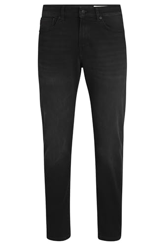 BOSS Herren RE.Maine BO Maine Schwarze Regular-Fit Jeans aus Soft-Motion-Denim Schwarz 32/30 von BOSS
