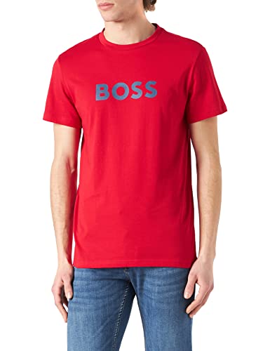 BOSS Herren T-Shirt RN Sun Protection mit Logoprint, Bright Red, S von BOSS