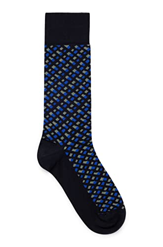 BOSS Herren RS Monogram MC Socken aus merzerisiertem Baumwoll-Mix mit Monogramm-Muster Dunkelblau 39-42 von BOSS