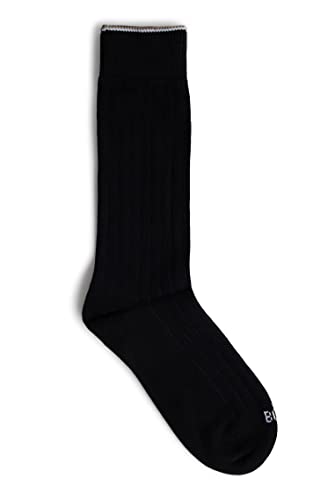 BOSS Herren RS Rib Color CC Mittelhohe, gerippte Socken mit Signature-Streifen an den Bündchen Schwarz 43-46 von BOSS