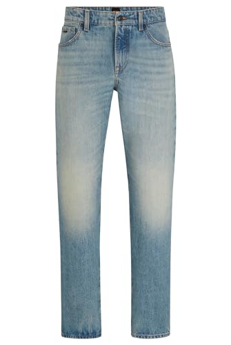 BOSS Herren Re.Maine BC Blaue Regular-Fit Jeans aus festem Denim Türkis 33/32 von BOSS