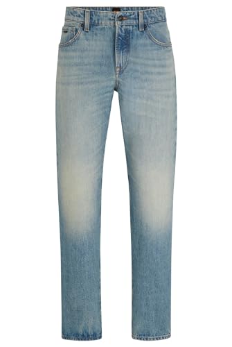 BOSS Herren Re.Maine BC Blaue Regular-Fit Jeans aus festem Denim Türkis 34/32 von BOSS