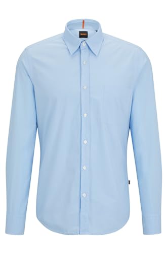 BOSS Herren Relegant 6 Regular-Fit Hemd aus Bio-Baumwoll-Popeline Dunkelblau S von BOSS