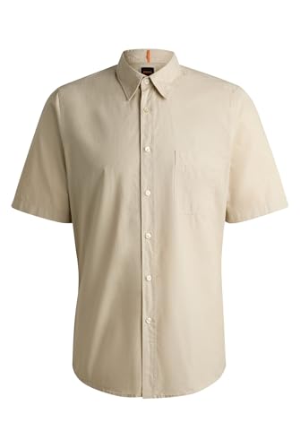 BOSS Herren Relegant 6-Short Regular-Fit Hemd aus Baumwoll-Popeline Hellbeige XXL von BOSS