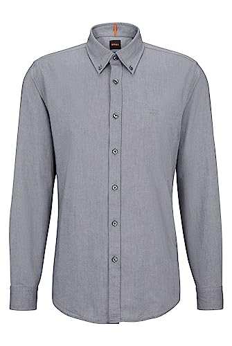 BOSS Herren Rickert Regular-Fit Hemd aus Bio-Oxford-Baumwolle Dunkelgrau XL von BOSS