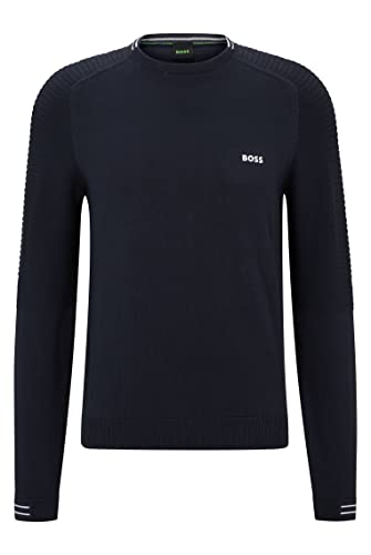 BOSS Herren Rolet Regular-Fit Pullover aus Bio-Baumwolle mit Logo und Akzenten Dunkelblau XXL von BOSS