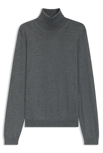 BOSS Herren Musso-P Regular-Fit Rollkragenpullover aus Merinowolle Grau L von BOSS