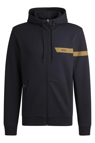 BOSS Herren Saggy 1 IN Hoodie aus Stretch-Baumwolle mit Reißverschluss und Logo-Detail Dunkelblau402 XXL von BOSS