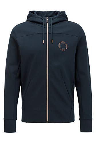 BOSS Herren Saggy Circle Kapuzenjacke mit durchgehendem Reißverschluss und Metallic-Logo von BOSS