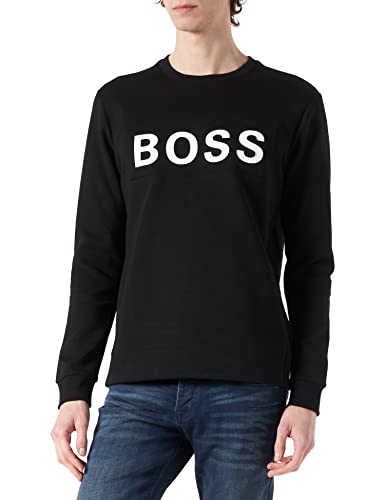 BOSS Herren Salbo 1 Regular-Fit Sweatshirt aus Baumwoll-Mix mit Logo-Print Schwarz XXL von BOSS