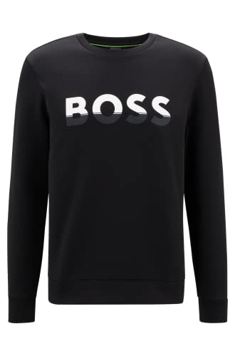 BOSS Herren Salbo 1 Sweatshirt aus Baumwoll-Mix mit Colour-Block-Logo Schwarz M von BOSS