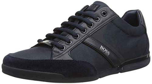 HUGO BOSS Herren Schuhe Schnürschuhe Sneaker Saturn Low Top 50407672, Farbe:Blau, Schuhgröße:EUR 43, Artikel:-401 Dark Blue von HUGO BOSS
