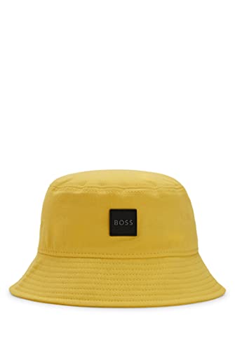BOSS Herren Saul-1 Fischerhut aus Baumwoll-Twill mit Logo-Aufnäher Gelb Stck von BOSS