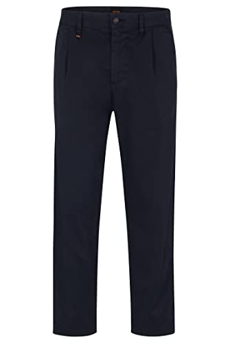 BOSS Herren Schino-Shyne Slim-Fit Hose aus elastischem Baumwoll-Twill Dunkelblau 36/32 von BOSS