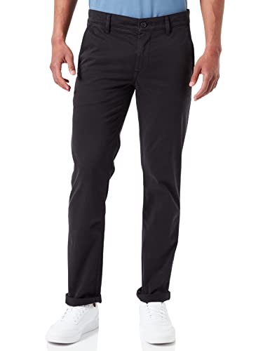 BOSS Herren Schino-Slim D Slim-Fit Hose aus elastischem Baumwoll-Satin Schwarz 36/34 von BOSS