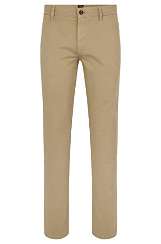 BOSS Herren Schino-Slim D Slim-Fit Hose aus elastischem Baumwoll-Satin Hellbraun 35/34 von BOSS