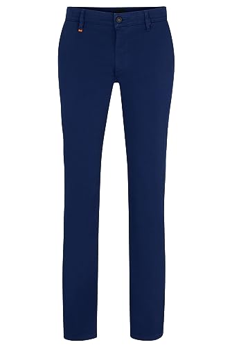 BOSS Herren Schino-Slim D Slim-Fit Hose aus elastischem Baumwoll-Satin Dunkelblau 30/34 von BOSS