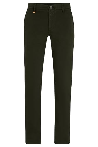 BOSS Herren Schino-Slim D Slim-Fit Hose aus elastischem Baumwoll-Satin Hellgrün 36/32 von BOSS