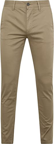 BOSS Herren Schino-Taber-1 D Tapered-Fit Chino aus überfärbtem Baumwoll-Satin mit Elasthan-Anteil Hellbraun 29/32 von BOSS