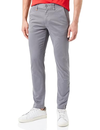 BOSS Herren Schino-Taber-1 D Tapered-Fit Chino aus überfärbtem Baumwoll-Satin mit Elasthan-Anteil Dunkelgrau 36/36 von BOSS