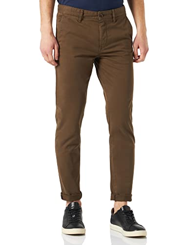 BOSS Herren Schino-Taber-1 D Tapered-Fit Chino aus gefärbtem Baumwoll-Satin mit Elasthan-Anteil Dunkelgrün 29/34 von BOSS