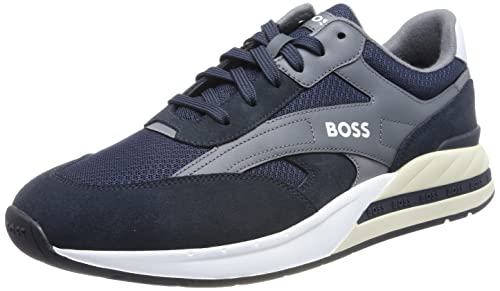 BOSS Herren Schuhe Alltagsschuhe Schnürschuhe Sneaker Kurt Runn sdme, Farbe:Blau, Schuhgröße:EUR 41, Artikel:-402 Dark Blue von BOSS