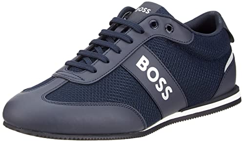 BOSS Herren Schuhe Schnürschuhe Sneaker Rusham Lowp mxme, Farbe:Blau, Schuhgröße:EUR 43, Artikel:-401 Dark Blue von BOSS