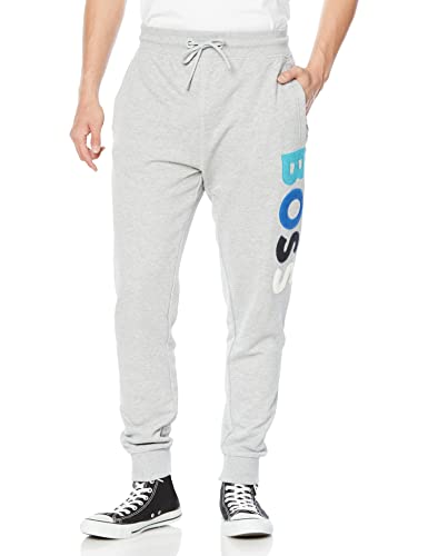 BOSS Herren Secolourfleece Jogginghose aus Baumwoll-Terry mit Fleece-Logo Hellgrau L von BOSS