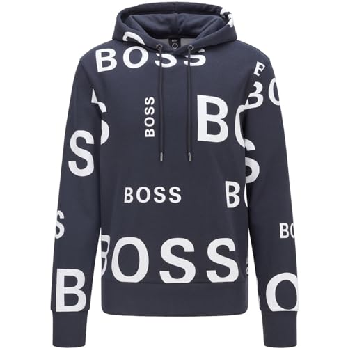 BOSS Herren Seeger 33 ZA Oversized Hoodie aus Bio-Baumwolle Dunkelblau XL von BOSS