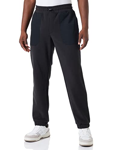 BOSS Herren Sefleece Jogginghose aus Baumwoll-Mix mit Logo-Aufnäher Schwarz XL von BOSS