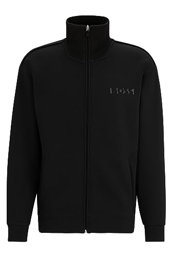 BOSS Herren Selwyn Relaxed-Fit Sweatjacke mit Reißverschluss und Logo-Prägung Schwarz M von BOSS