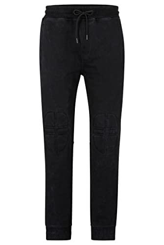 BOSS Herren Seozone Relaxed-Fit Jogginghose aus Baumwolle mit Details im Rennsport-Stil Schwarz L von BOSS