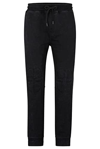 BOSS Herren Seozone Relaxed-Fit Jogginghose aus Baumwolle mit Details im Rennsport-Stil Schwarz M von BOSS