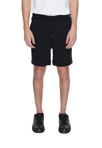 BOSS Herren Sewalk Regular-Fit Shorts aus Baumwoll-Terry mit Logo-Aufnäher Schwarz S von BOSS