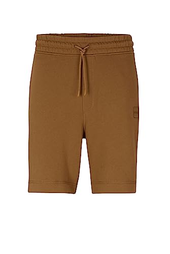 BOSS Herren Sewalk Tunnelzug-Shorts aus French Terry mit Logo-Aufnäher Hellbeige L von BOSS