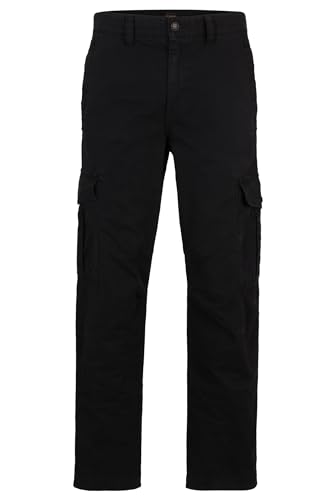 BOSS Herren Sisla-5-Cargo Cargohose aus Stretch-Baumwolle mit Logo-Aufnäher Schwarz 50 von BOSS