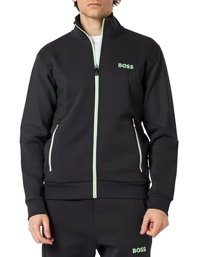 BOSS Herren Skaz 1 Sweatjacke aus Baumwoll-Mix mit Reißverschluss und erhabenem 3D-Logo Dunkelgrau M von BOSS